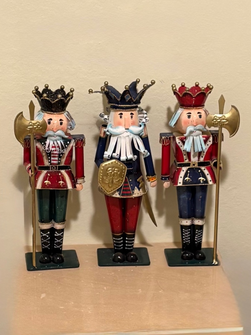 Vintage Handcrafted Metal Nutcracker Soldiers - Set of 3